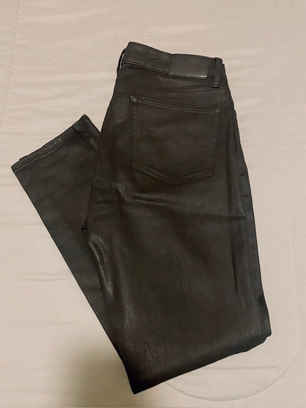 Ralph Lauren Black Waxed Slim Straight High Waist Women’s Jeans Size 8US or 30